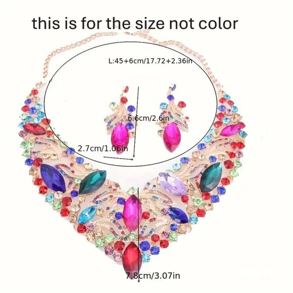 #520 Elegant Luxury Rhinestone Jewelry Set for Women - Necklace & Earrings - Picture 4 of 4